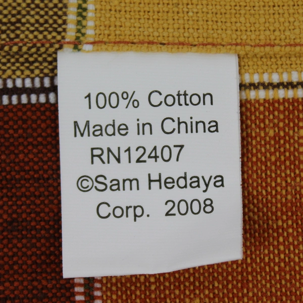 Sam Hedaya Corp 60" Cotton Table Runner Orange Red Green Checkered Design