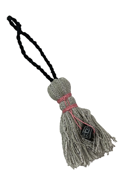 Lot of 4 Handmade Tassels by Oregon Artist Mary Rash Gray Tan Beige Wood Beading