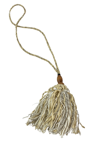 Lot of 4 Handmade Tassels by Oregon Artist Mary Rash Gray Tan Beige Wood Beading