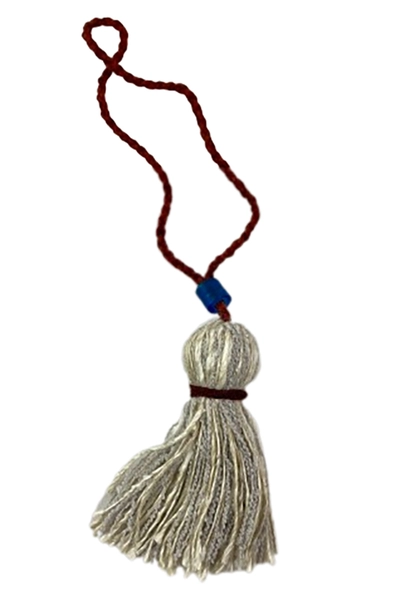 Lot of 4 Handmade Tassels by Oregon Artist Mary Rash Gray Tan Beige Wood Beading