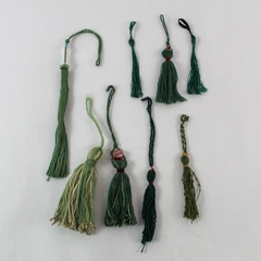 Lot of 8 Handmade Tassels by Oregon Artist Mary Rash Green Tan Teal