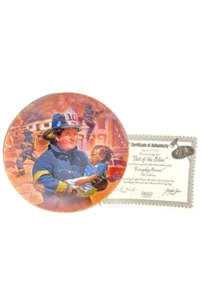 Bradford Brown 1998 Out of the Blaze Collector Plate COA Everyday Heroes