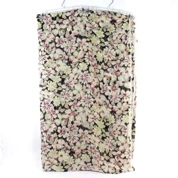 Studio Line Caravel Floral Sheer Fabric 4.25 Yards Black Pink Yellow