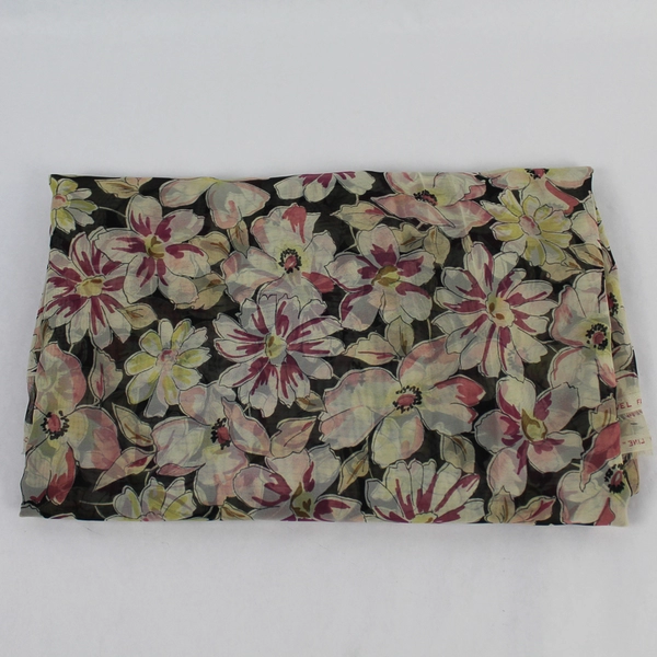 Studio Line Caravel Floral Sheer Fabric 4.25 Yards Black Pink Yellow