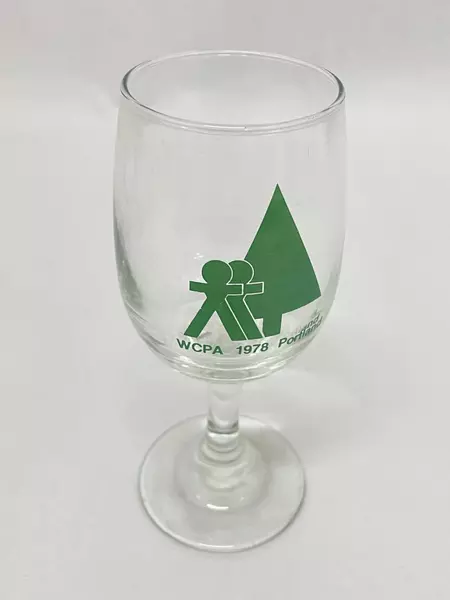 Lot of 4 WCPA 1978 Portland Crystal Wine Glasses Green Logo Vintage