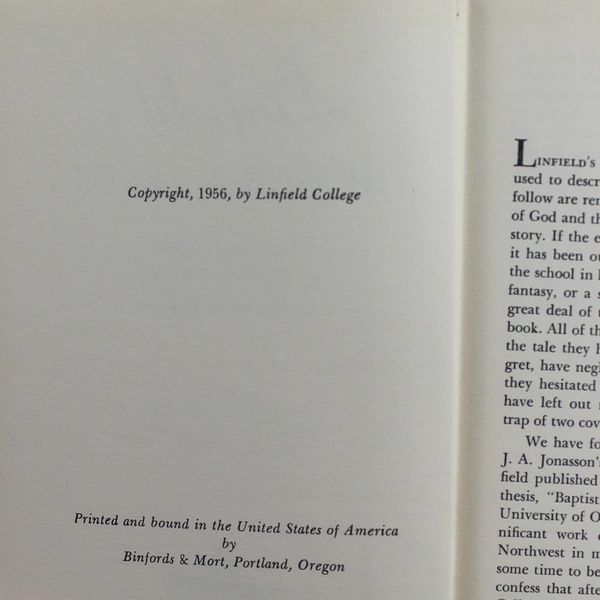 Linfield's Hundred Years by Kenneth L. Holmes 1956 Hardcover History Book