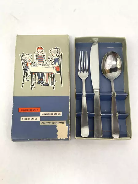 Vintage Royal International Holland Child's 3-Piece Flatware Set in Box