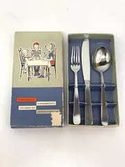 Vintage Royal International Holland Child's 3-Piece Flatware Set in Box