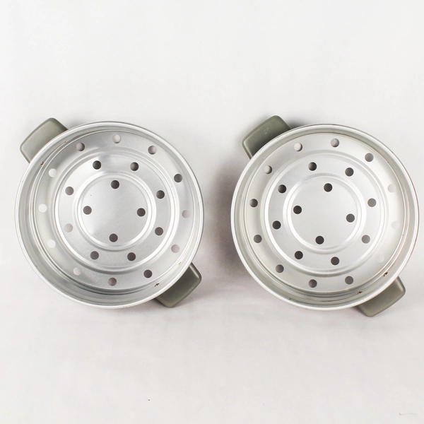 Lot of 2 Stackable Metal Steamer Inserts 9.5" Cookware Set Good Condition