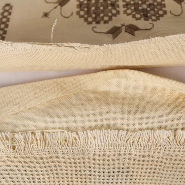 Set of 2 Handmade Beige Brown Geometric Embroidered Pillow Covers 13x12"