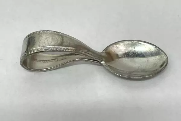 Vintage Reed & Barton Pewter Baby Spoon & Fork Set Beaded Edge Collectible