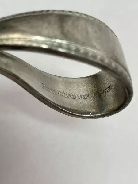 Vintage Reed & Barton Pewter Baby Spoon & Fork Set Beaded Edge Collectible