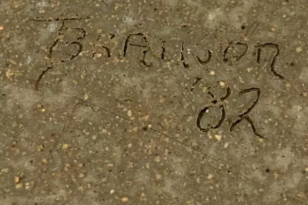 Signed 1982 Art Pottery Bowl Beige White Rim Handles 6.75" Long 5" Diameter