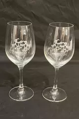 Lot of 2 ROCO Winery Crystal Wine Glasses Thunderbird Design Festive 8.25"