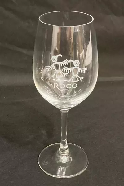 Lot of 2 ROCO Winery Crystal Wine Glasses Thunderbird Design Festive 8.25"