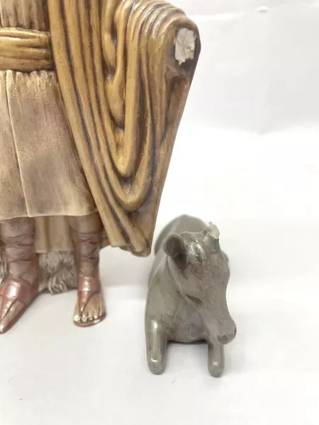 Large 18-Piece Hand-Painted Nativity Set with Manger & Figures Pre-Owned