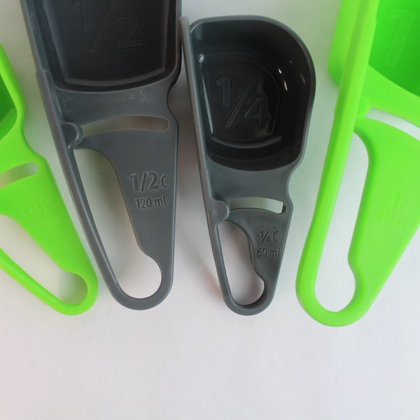 Progressive Prep Solutions Four Piece Leveling Measuring Cups Plastic Green Gray