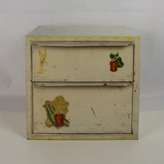 Vintage Aluminum Bread Box 13"x12" with Farm Vegetable Illustrations Pre-Owned