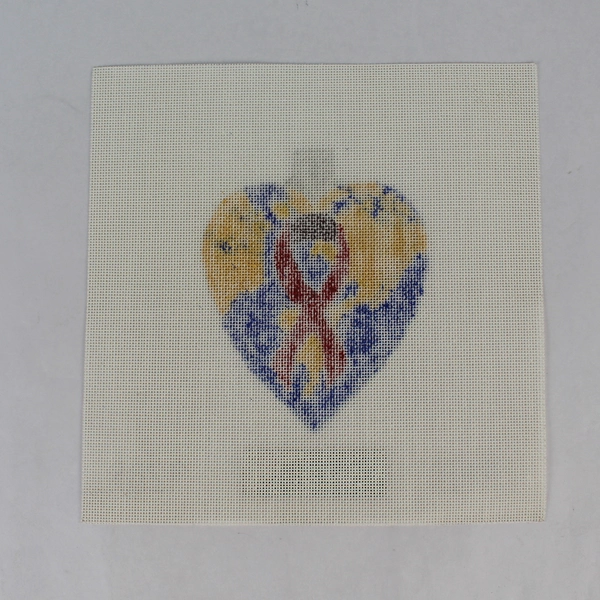 David 928R Red Ribbon Heart Needlepoint Canvas Christmas Ornament 11.5"x13.75"