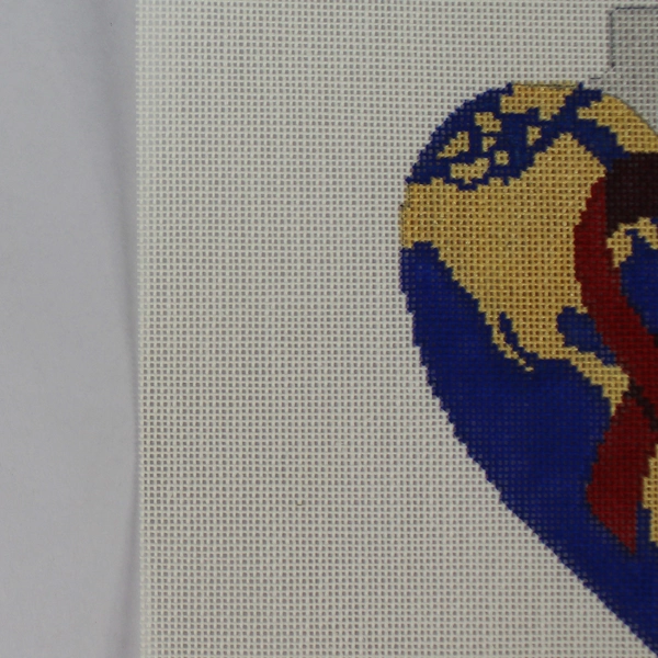 David 928R Red Ribbon Heart Needlepoint Canvas Christmas Ornament 11.5"x13.75"