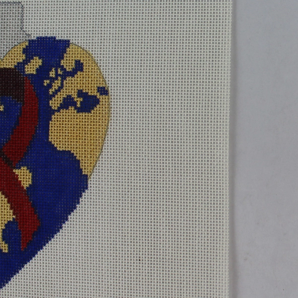 David 928R Red Ribbon Heart Needlepoint Canvas Christmas Ornament 11.5"x13.75"