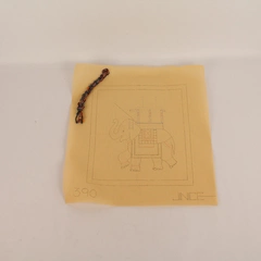 Jinice Bohemian Elephant Needlepoint Canvas Pattern 15"x14" w/ Thread Sample
