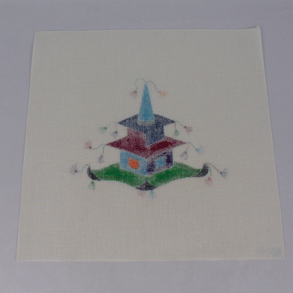 Beau Geste Hand Painted Cross Stitch Canvas Hat with Tassels 12" x 12"