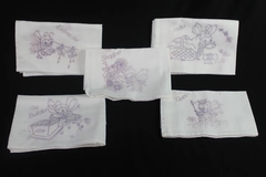 Lot of 5 White Bumble Bee Tea Towels for DIY Embroidery, Good Condition