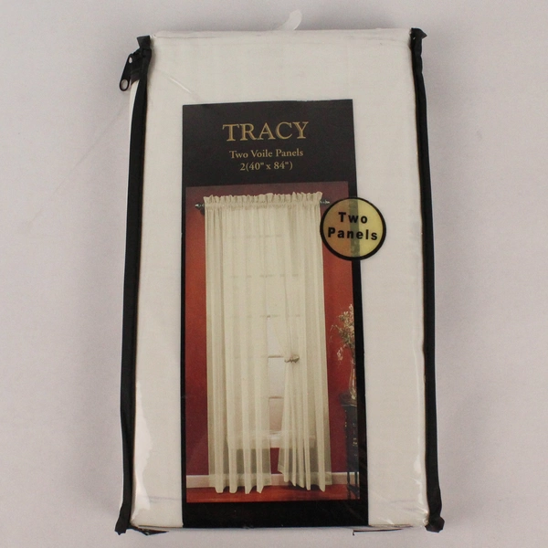 Lot of 2 Tracy Ivory White Voile Sheer Panels Curtains 40x84" New Sealed