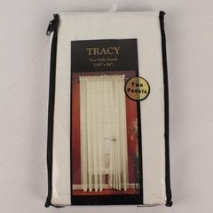 Lot of 2 Tracy Ivory White Voile Sheer Panels Curtains 40x84" New Sealed
