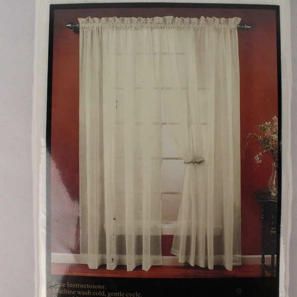 Lot of 2 Tracy Ivory White Voile Sheer Panels Curtains 40x84" New Sealed