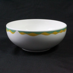 Mikasa Bosa Nova 8.5" White Green Yellow Rippled Salad Bowl Pre-Owned