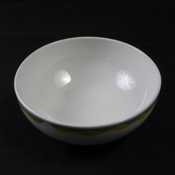 Mikasa Bosa Nova 8.5" White Green Yellow Rippled Salad Bowl Pre-Owned
