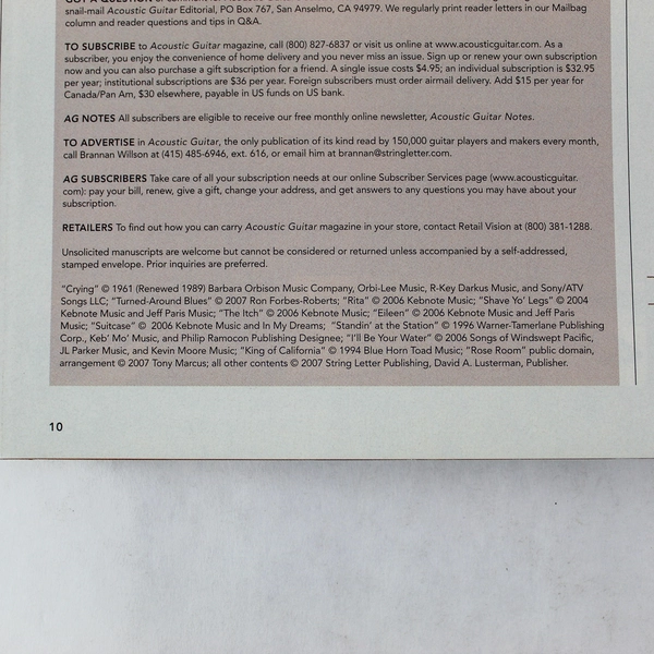 Acoustic Guitar Magazine May 2007 Vol. 17 No. 11 Good Condition Collectible