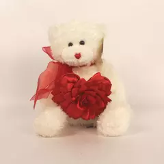 Gotta Get a Gund Rose Petals Plush Bear White Red Flower Soft Toy 11" Tall