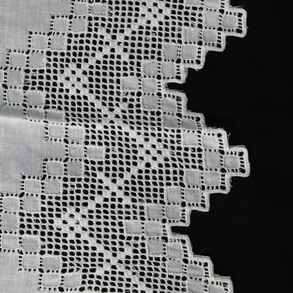 Lot of 2 Vintage Peking Handicraft White Cotton Lace Accent Kitchen Towels