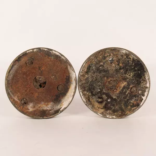 Antique Silver Tone Candle Stick Holders Set of 2 Floral Design, Tarnished