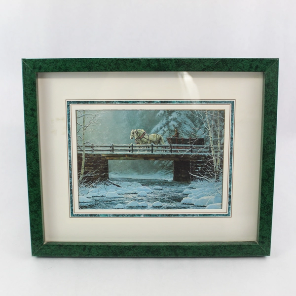 Framed Coming Home Holiday Art Print by Chris Cummings Green Marbled Frame 8x10