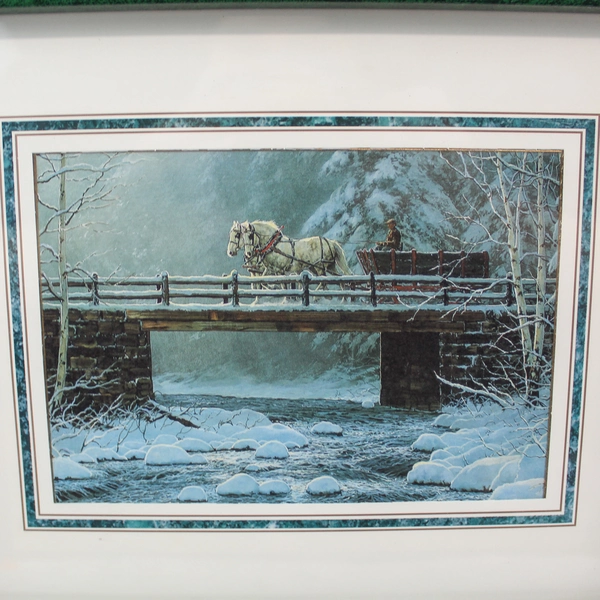 Framed Coming Home Holiday Art Print by Chris Cummings Green Marbled Frame 8x10