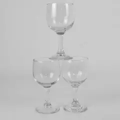 Lot of 3 Crystal Clear White Wine Glasses 5" Tall Drinkware Barware