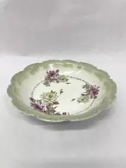 Vintage Crescent China 4246 Vegetable Bowl 10.5" Pink White Roses Green Rim