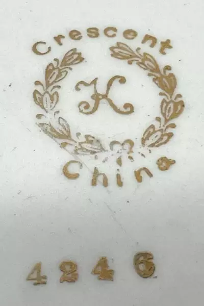 Vintage Crescent China 4246 Vegetable Bowl 10.5" Pink White Roses Green Rim