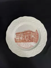 Vintage Edwards China 10" Wood Mar Hall George Fox College Plate 1891