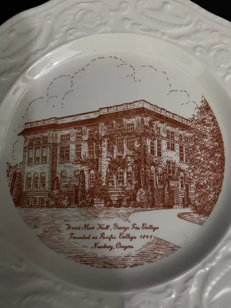 Vintage Edwards China 10" Wood Mar Hall George Fox College Plate 1891