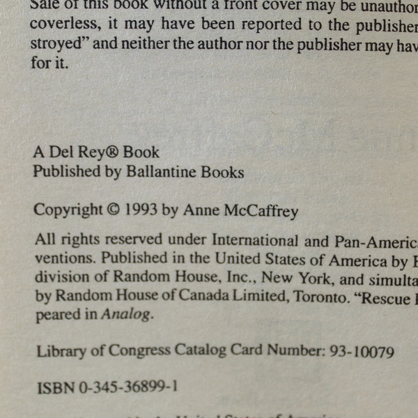 Vtg The Chronicles of Pern First Fall A Novel By Anne McCaffrey PB Del Rey 1993