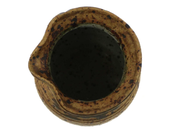 Brown Artisan Stoneware Creamer Pitcher Pottery Bowl Rustic Charm 4" Tall