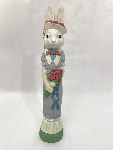 Lot of 2 ABC Dist. Easter Bunny Figurines Frances & Brian 12" Tall Resin Decor