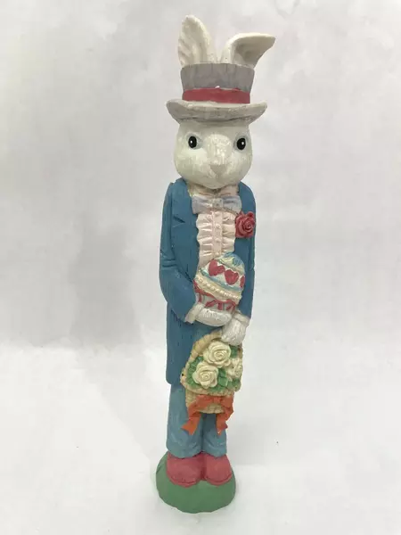 Lot of 2 ABC Dist. Easter Bunny Figurines Frances & Brian 12" Tall Resin Decor