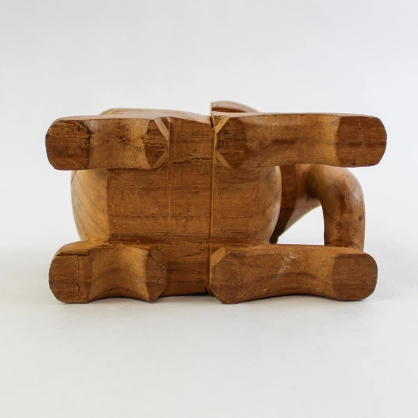 Hand Carved Wooden Elephant Figurine Sculpture 5" Home Decor Collectible