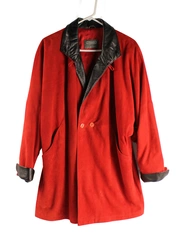 Il Fiorentino Coat Women's Size Small 100% Genuine Leather Red Black Collar